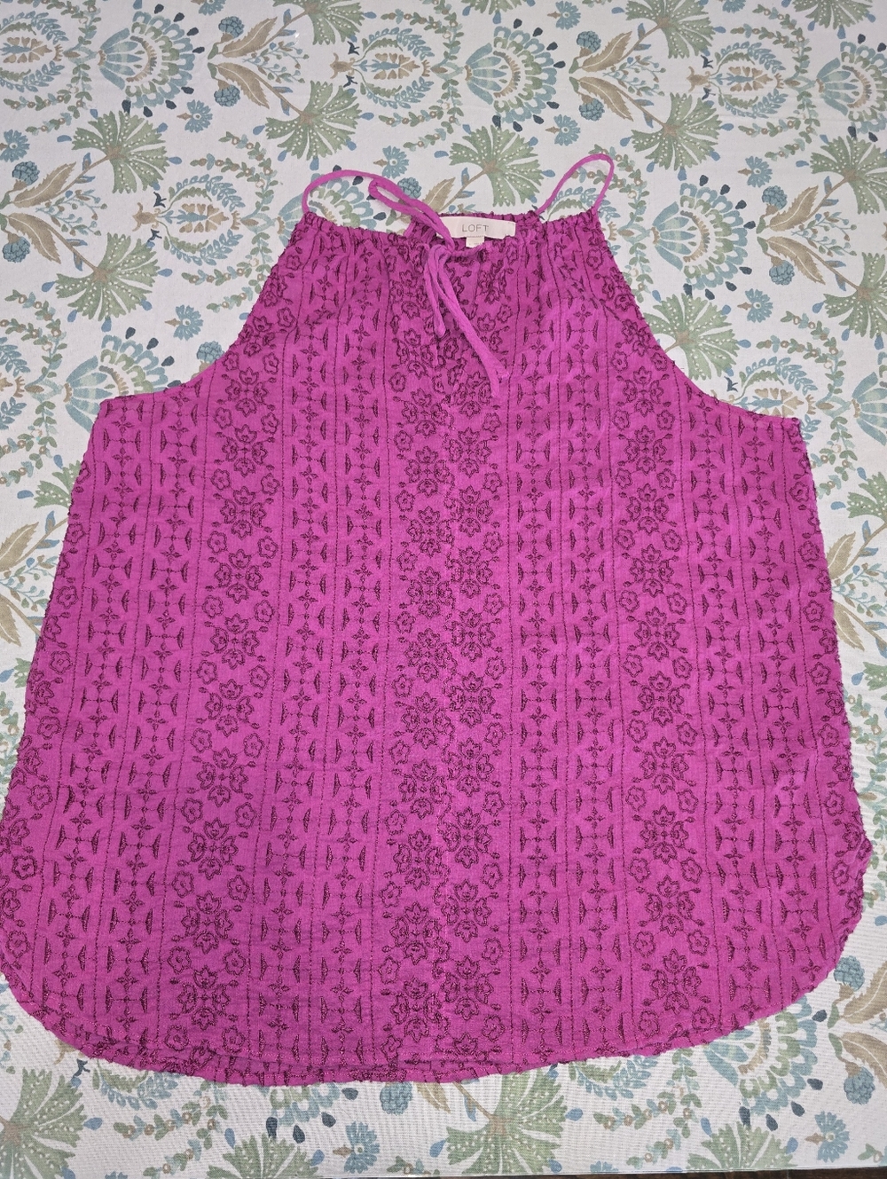 LOFT Fuchsia Floral Print Spaghetti Strap Tank